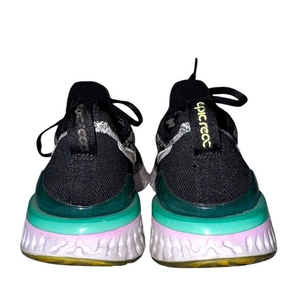 Nike Epic React Flyknit 2 GS Oreo Black Sneakers Kids 7 7Y AQ3244 Running Shoes - Picture 4 of 7